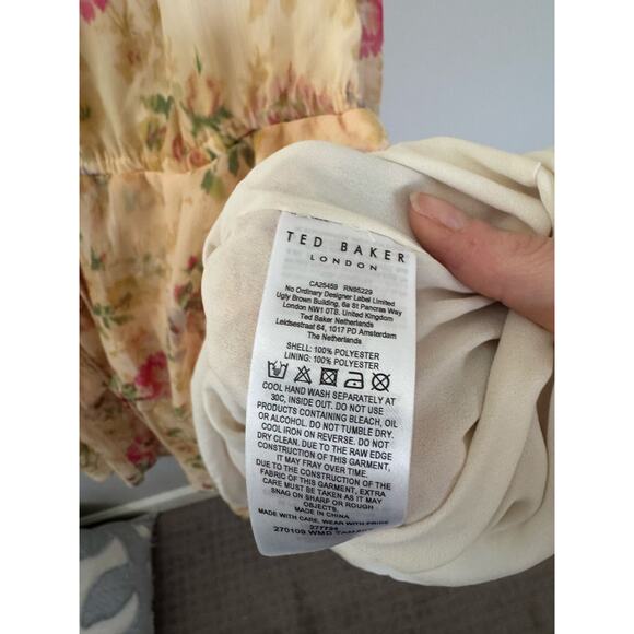 NWOT Women’s Ted Baker Tamziy V-Neck Tie Front Mini Dress SZ 6 / US 14 - Picture 7 of 8